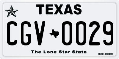 TX license plate CGV0029