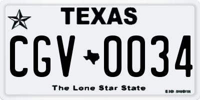 TX license plate CGV0034