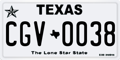 TX license plate CGV0038