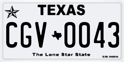 TX license plate CGV0043