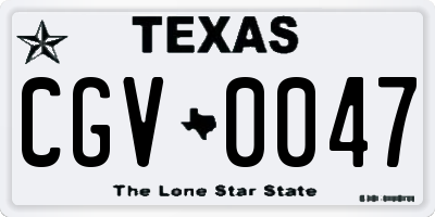 TX license plate CGV0047