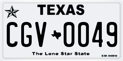 TX license plate CGV0049