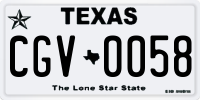 TX license plate CGV0058