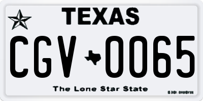 TX license plate CGV0065