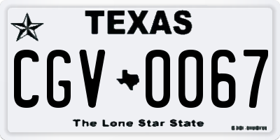 TX license plate CGV0067