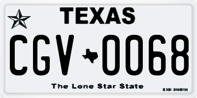 TX license plate CGV0068