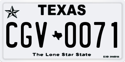 TX license plate CGV0071