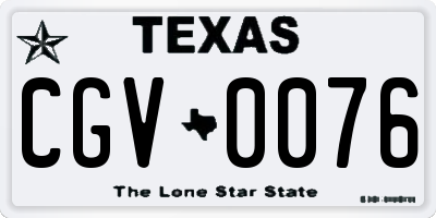 TX license plate CGV0076