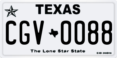 TX license plate CGV0088