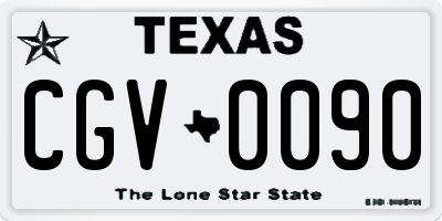 TX license plate CGV0090