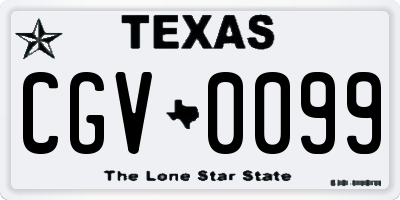 TX license plate CGV0099