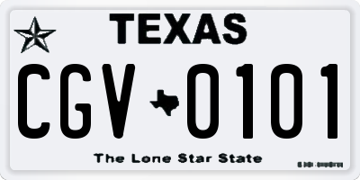 TX license plate CGV0101