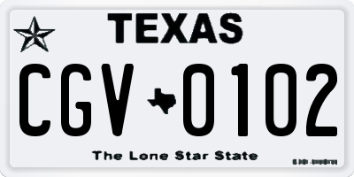 TX license plate CGV0102