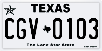 TX license plate CGV0103