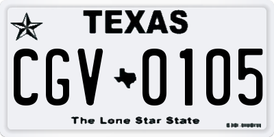 TX license plate CGV0105