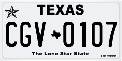 TX license plate CGV0107