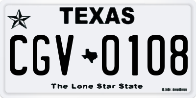 TX license plate CGV0108