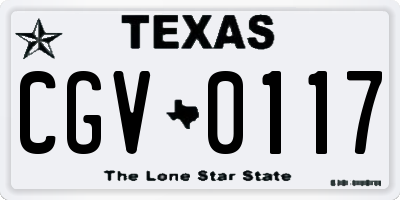 TX license plate CGV0117