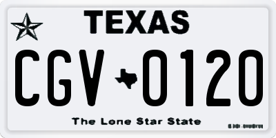 TX license plate CGV0120