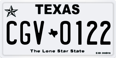 TX license plate CGV0122