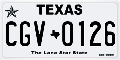 TX license plate CGV0126