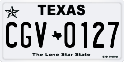 TX license plate CGV0127