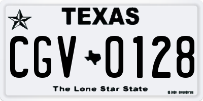 TX license plate CGV0128
