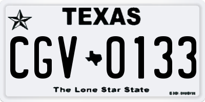 TX license plate CGV0133