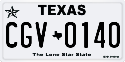 TX license plate CGV0140