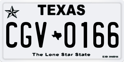 TX license plate CGV0166