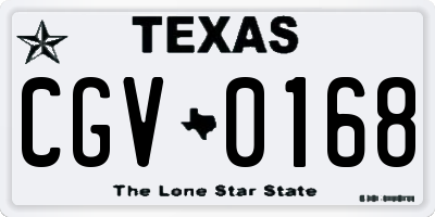 TX license plate CGV0168