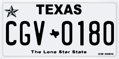 TX license plate CGV0180