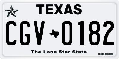 TX license plate CGV0182