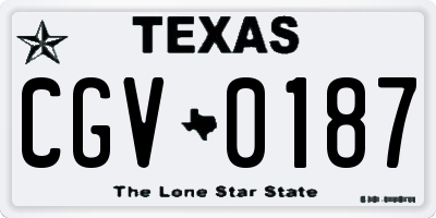 TX license plate CGV0187