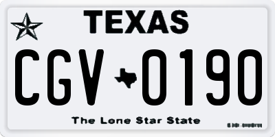 TX license plate CGV0190