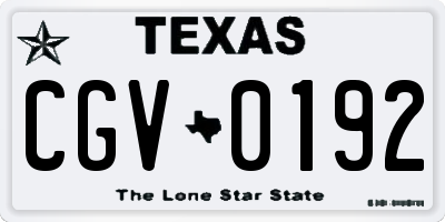 TX license plate CGV0192