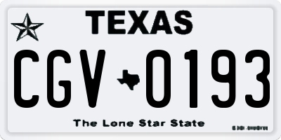 TX license plate CGV0193