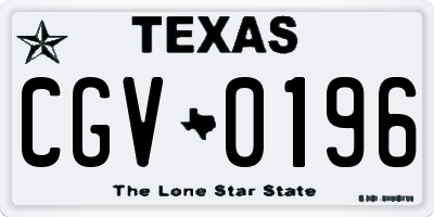 TX license plate CGV0196