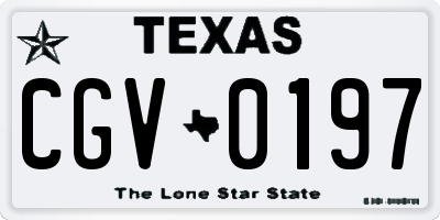TX license plate CGV0197