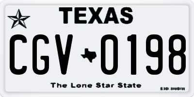TX license plate CGV0198