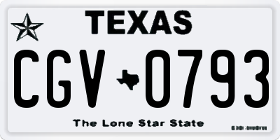 TX license plate CGV0793