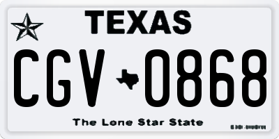 TX license plate CGV0868