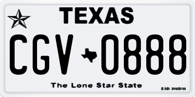 TX license plate CGV0888