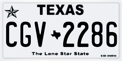 TX license plate CGV2286