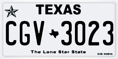 TX license plate CGV3023