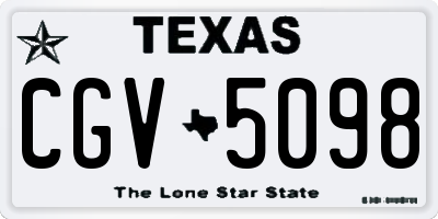 TX license plate CGV5098