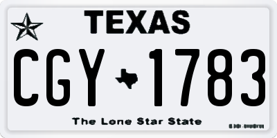 TX license plate CGY1783