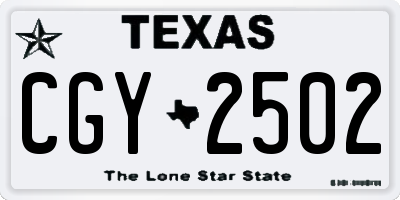 TX license plate CGY2502