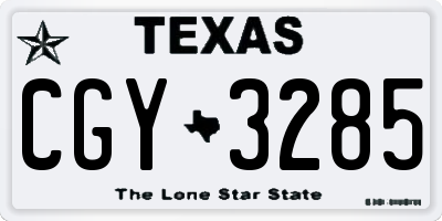 TX license plate CGY3285