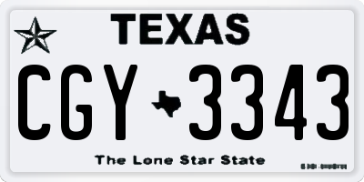 TX license plate CGY3343